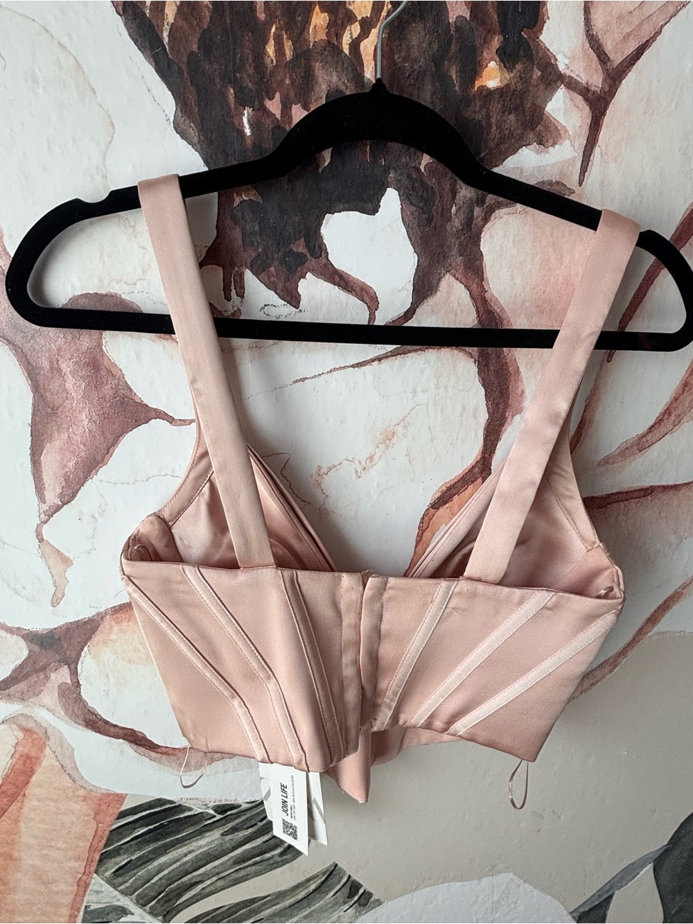 Zara Blush Pink Satin Corset Bralette - Picture 3 of 4